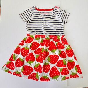 Mini Boden Girls Cotton Dress Size 4 5 Strawberry Short Sleeve Jersey